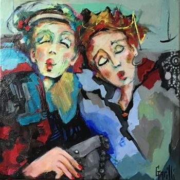 Painting titled "50/50 Coquetteries…" by Nicole Garilli, Original Artwork, Acrylic