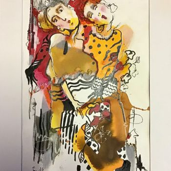 Painting titled "30/40 Élégante prom…" by Nicole Garilli, Original Artwork, Ink Mounted on Cardboard