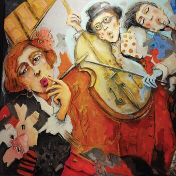 Pittura intitolato "100x100 Jazz love o…" da Nicole Garilli, Opera d'arte originale, Acrilico
