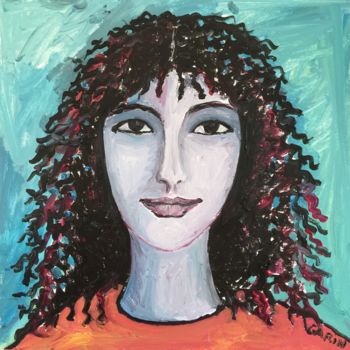Painting titled "Jeune fille brune" by Michèle Garin, Original Artwork, Acrylic