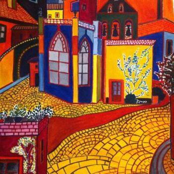 Painting titled "Le village de Cader…" by Michèle Garin, Original Artwork