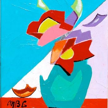 Pintura titulada "Deux fleurs dans un…" por Michèle-B. Garinois, Obra de arte original