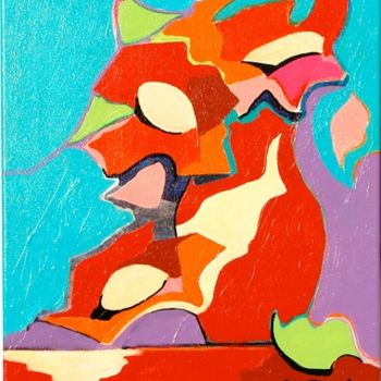 Schilderij getiteld "Vase rouge" door Michèle-B. Garinois, Origineel Kunstwerk