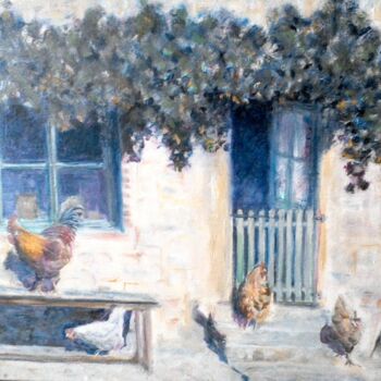 Painting titled "La ferme de la joàn…" by Garjifet, Original Artwork, Oil
