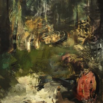 Digitale Kunst mit dem Titel "Lost in the Woodz" von Naïko, Original-Kunstwerk, Digitale Malerei