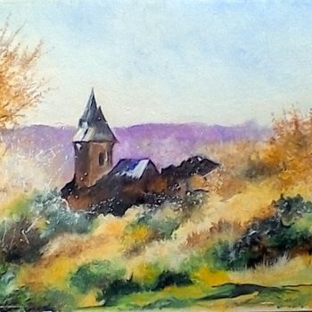 Peinture intitulée "Un clocher en Alsace" par Charlesp, Œuvre d'art originale, Acrylique