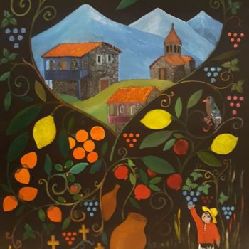 Картина под названием "Old Garden. Georgia" - Vladimir Garnikyan, Подлинное произведение искусства, Масло