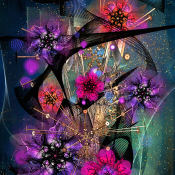 Digital Arts titled "Metal Rod Blossoms" by Garrulus Glandarius, Original Artwork, Digital Painting