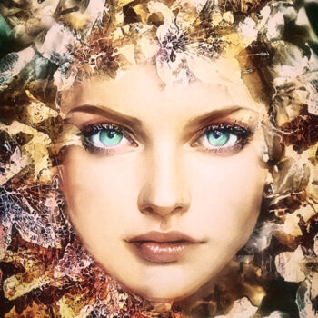 Digitale Kunst mit dem Titel "Flower Fairy" von Garrulus Glandarius, Original-Kunstwerk, Digitale Malerei
