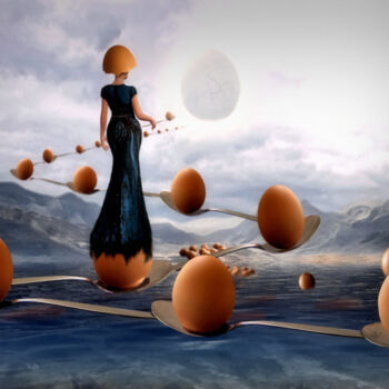Digitale Kunst mit dem Titel "Eierlaufen" von Garrulus Glandarius, Original-Kunstwerk, Digitale Malerei