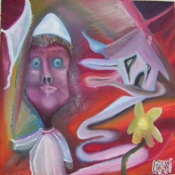 Painting titled "Le cerf volant" by Garsi, Original Artwork, Oil