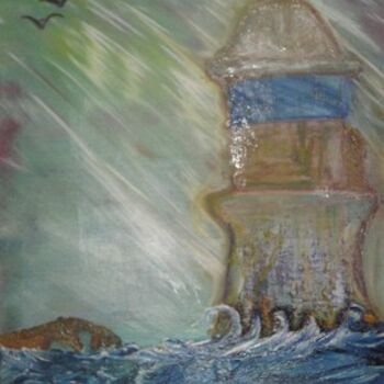 Painting titled "Le Phare" by Garsi, Original Artwork, Oil
