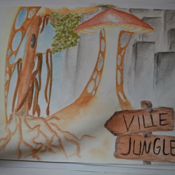 Painting titled "Jungle/City" by Inès Czrgs, Original Artwork