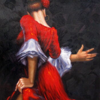 Painting titled "Fiery Dance 027" by Garvin Ree, Original Artwork, Oil Mounted on Wood Stretcher frame
