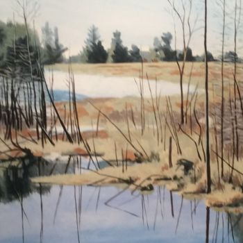 Painting titled "Spring Pond" by Gary, Original Artwork
