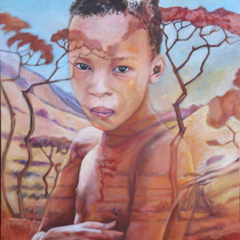 Картина под названием "Gham meisie" - Gary Frier, Подлинное произведение искусства, Масло Установлен на Деревянная рама для…