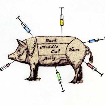 Pintura titulada "food hormones" por Gary Waters, Obra de arte original