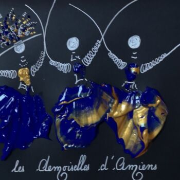 Ζωγραφική με τίτλο "Les Demoiselles d'A…" από Gas, Αυθεντικά έργα τέχνης, Ακρυλικό