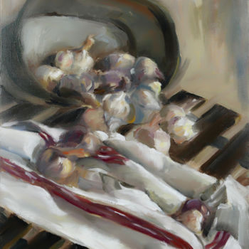 Pintura titulada "Le panier en zinc" por Laurence Gasior, Obra de arte original, Oleo Montado en Bastidor de camilla de made…