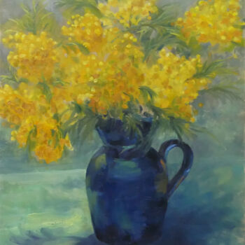 Картина под названием "Le mimosa" - Laurence Gasior, Подлинное произведение искусства, Масло Установлен на Деревянная рама д…