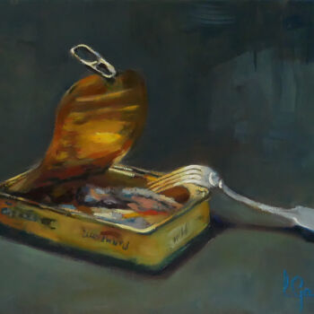 Pintura titulada "La boîte de sardines" por Laurence Gasior, Obra de arte original, Oleo