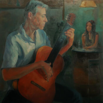 Pintura titulada "Le guitariste" por Laurence Gasior, Obra de arte original, Oleo