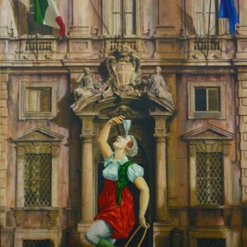 Pintura intitulada "Italia a Palazzo de…" por Gaspare Lombardo, Obras de arte originais
