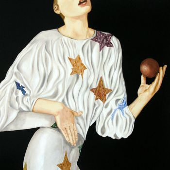 Painting titled "Pierrot" by Gaspare De Stefano, Original Artwork, Acrylic