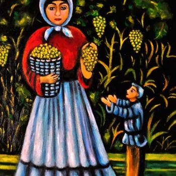 Painting titled "Mother and Child (a…" by Gasparian, Original Artwork, Oil