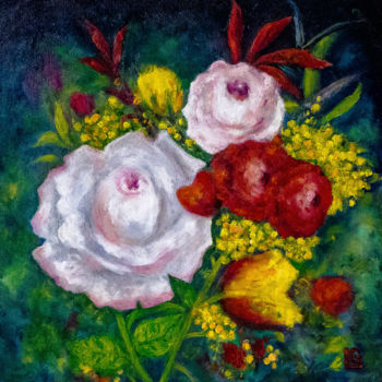 Painting titled "Flowers" by Gasparian, Original Artwork, Oil