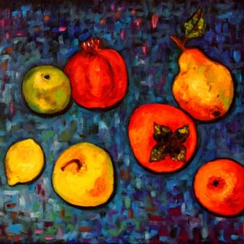 Painting titled "Les Fruits" by Gasparian, Original Artwork, Oil