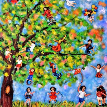 Pittura intitolato "The-World of Kids" da Gasparian, Opera d'arte originale, Olio