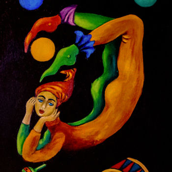 Painting titled "La Gymnaste" by Gasparian, Original Artwork, Oil