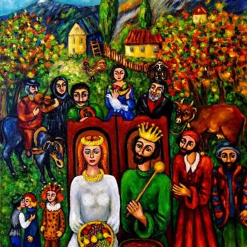 Malarstwo zatytułowany „Armenian Harvest Fe…” autorstwa Gasparian, Oryginalna praca, Olej