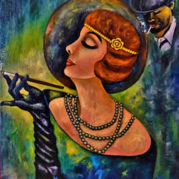 Painting titled "Josephine (aupres l…" by Gasparian, Original Artwork, Oil