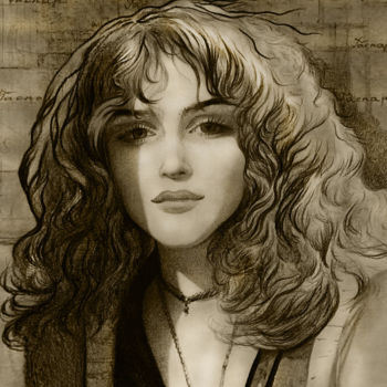 Картина под названием "Женский портрет с ф…" - Гаспар(Пишу На Заказ Портреты С Фото), Подлинное произведение искусства