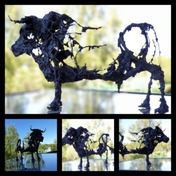 Sculpture titled "TORO" by Gato, Original Artwork, Aluminium