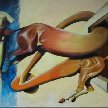 Painting titled "Mujer y caballo" by Alejandro Maass, Original Artwork