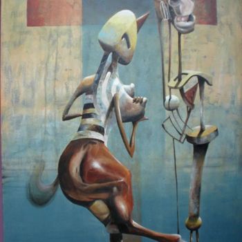 Painting titled "Yegua y potro" by Alejandro Maass, Original Artwork