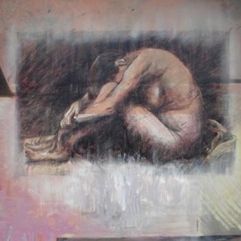 Painting titled "Desnudo fondo rosa" by Alejandro Maass, Original Artwork