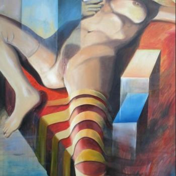 Painting titled "Desnudo con cubos" by Alejandro Maass, Original Artwork