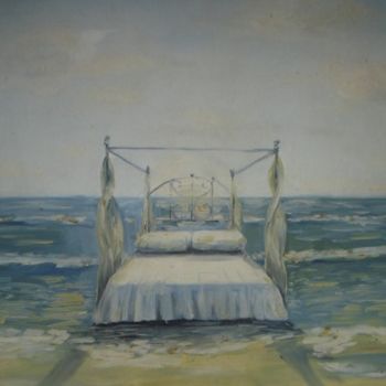 Painting titled "La cama en el mar" by Alejandro Maass, Original Artwork