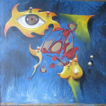 绘画 标题为“Mujer y ojo amarill…” 由Alejandro Maass, 原创艺术品