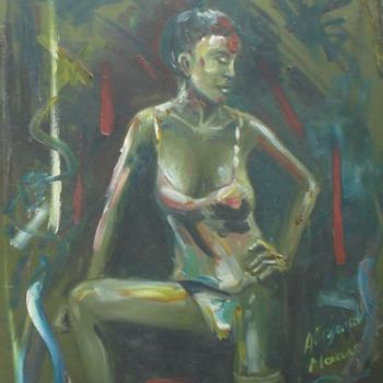 Painting titled "Mujer verde" by Alejandro Maass, Original Artwork