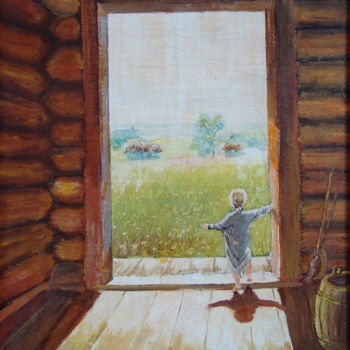 「Маленький ангел. Li…」というタイトルの絵画 Владимир Гацによって, オリジナルのアートワーク, グワッシュ水彩画