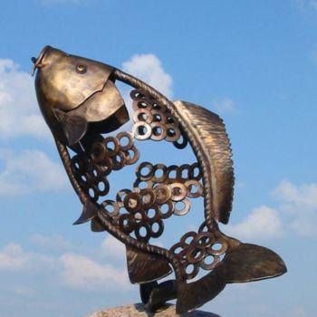 Sculptuur getiteld "SAUT" door Pierre Lucien Gauger, Origineel Kunstwerk, Metalen