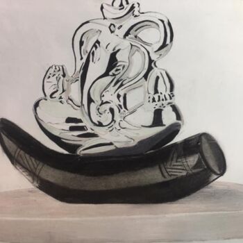 Desenho intitulada "Glass Ganesha" por Gaurav Gupta, Obras de arte originais, Grafite
