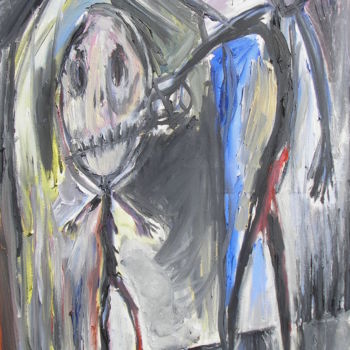 Peinture intitulée "Deux personnages" par Régine Gauthey, Œuvre d'art originale, Huile Monté sur Châssis en bois