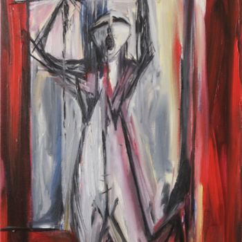 Painting titled "Captive" by Régine Gauthey, Original Artwork, Oil Mounted on Wood Stretcher frame