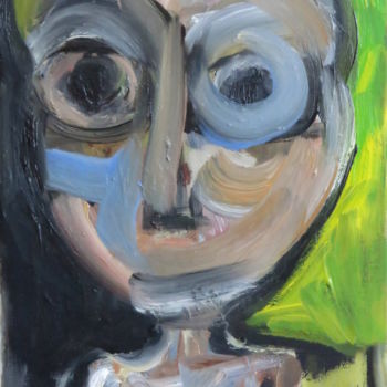 Painting titled "Sans titre 01/20" by Régine Gauthey, Original Artwork, Oil Mounted on Wood Stretcher frame